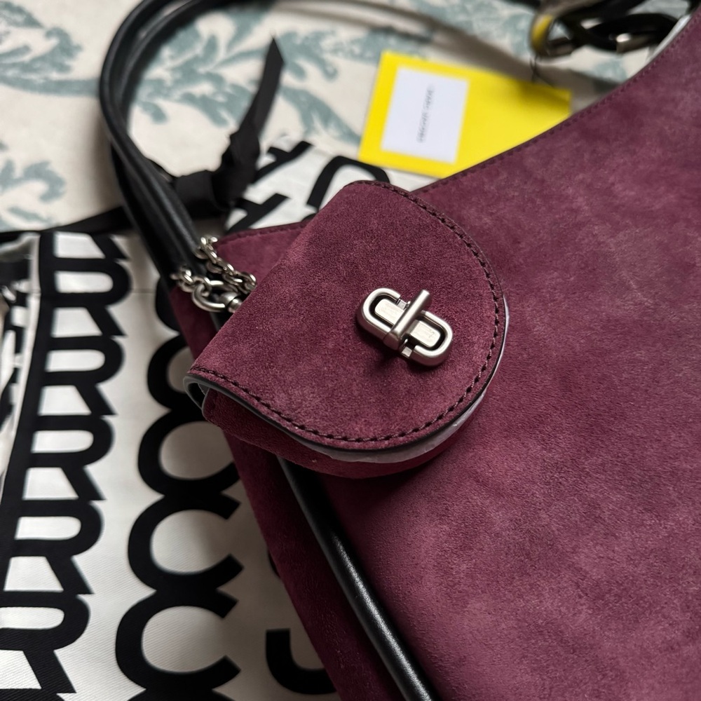 Brand New Marc Jacobs The Large Dual Hobo Bag (in dark plum suede) - Picture 3 of 7